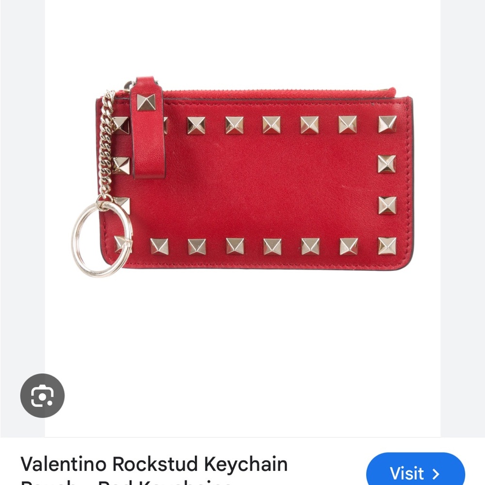 Valentino Red Rockstud Keychain Pouch